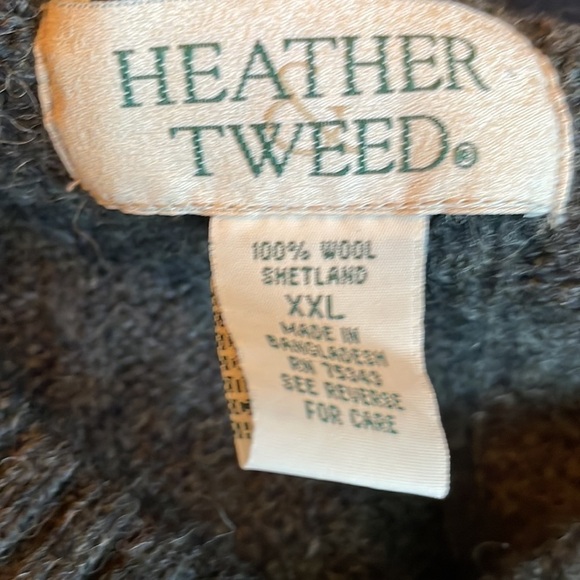 Heather Tweed Gray Unisex 100% Wool Sweater Size XXL - Picture 4 of 5